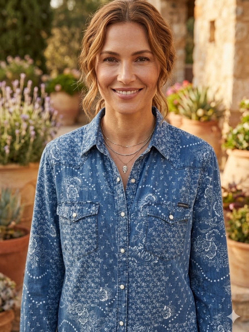 Lucky Brand Blue Bandana Print Shirt, Men’s M/Oversized Boyfriend Fit for Women